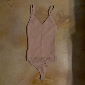 new tan sweater tank top thong bodysuit